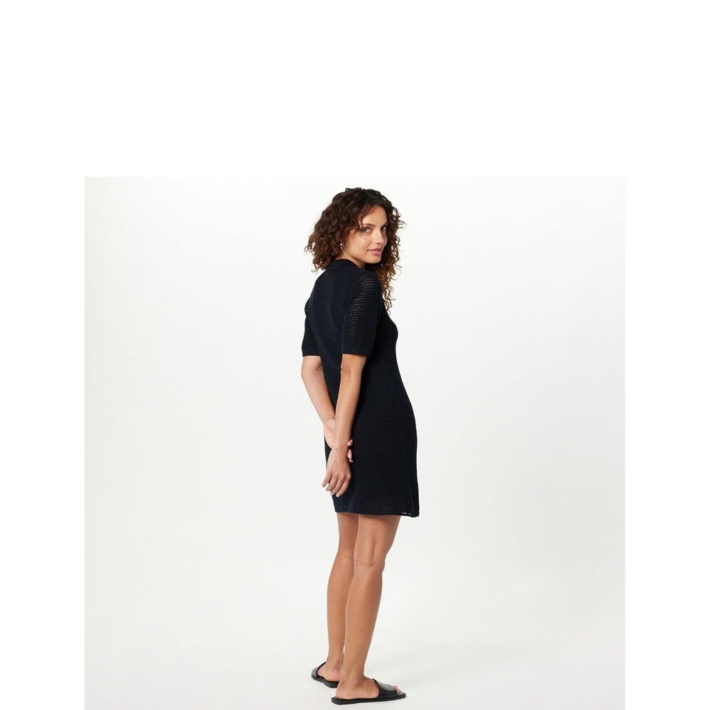 The Drop Knit‎ Polo Dress Black Short Sleeve Collared A-line Size XL